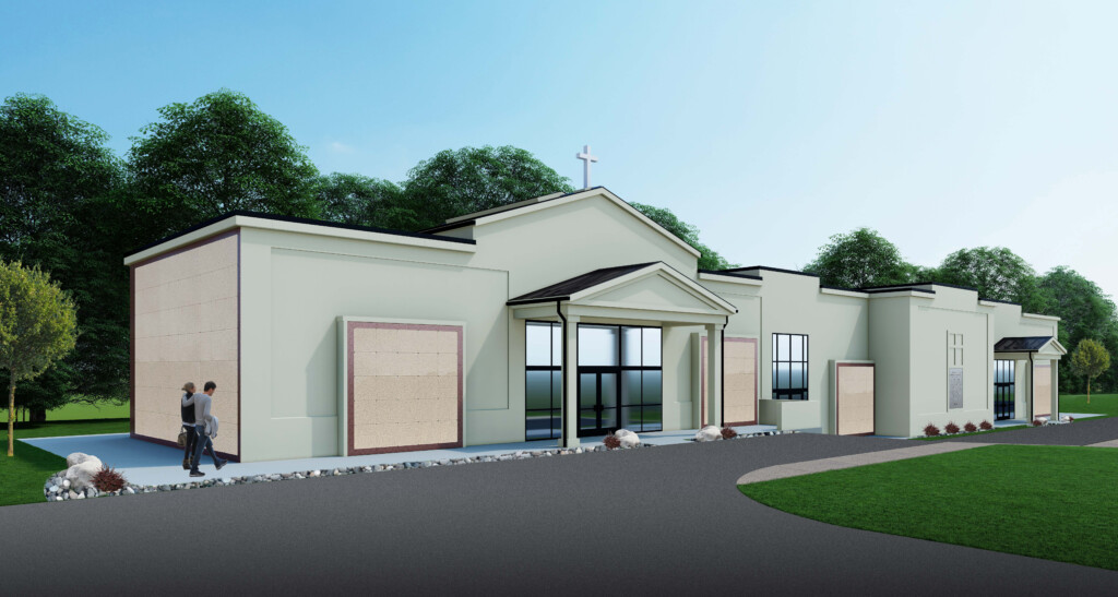 Exterior rendering of a chapel mausoleum