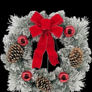 20" Flocked Wreath w/ Ornaments